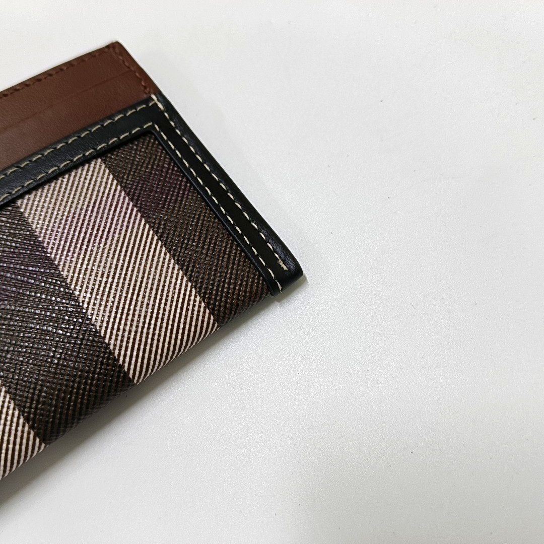 BURBERRY Brown Coated Canvas Card Holder-(SKU)-956007782