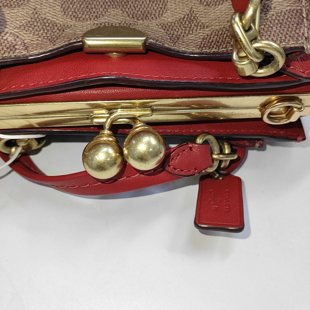 COACH DREAMER 21 Color Block Coated Canvas Crossbody Bag Tote Bag Single Shoulder Bag Golden hardware Removable shoulder strap-(SKU)-935605696