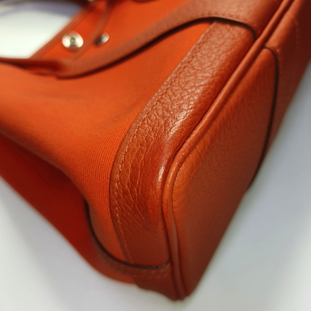 HERMÈS Garden Party 30 Geranium Red Canvas Garden Bag Tote Bag Silver Hardware D-(SKU)-954902323