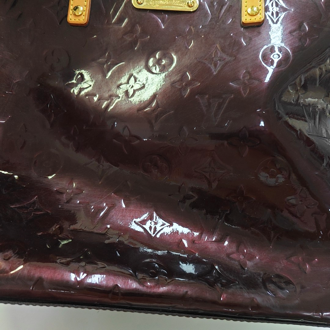 LOUIS VUITTON BELLEVUE Large size Burgundy Patent Leather Embossed Tote Bag Single Shoulder Bag Golden hardware-(SKU)-947527347