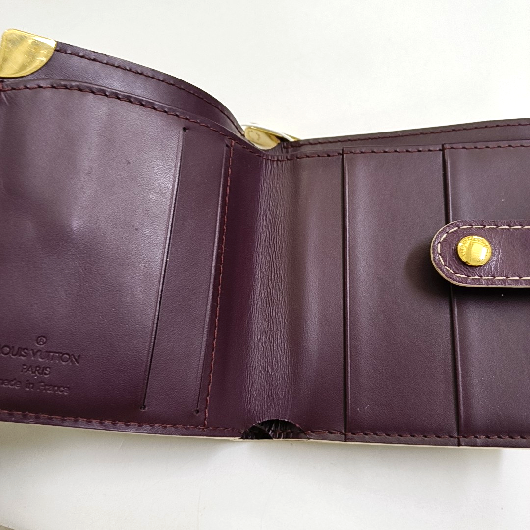LOUIS VUITTON INTERNATIONAL Burgundy Lamb Leather Wallet Golden hardware-(SKU)-956129295