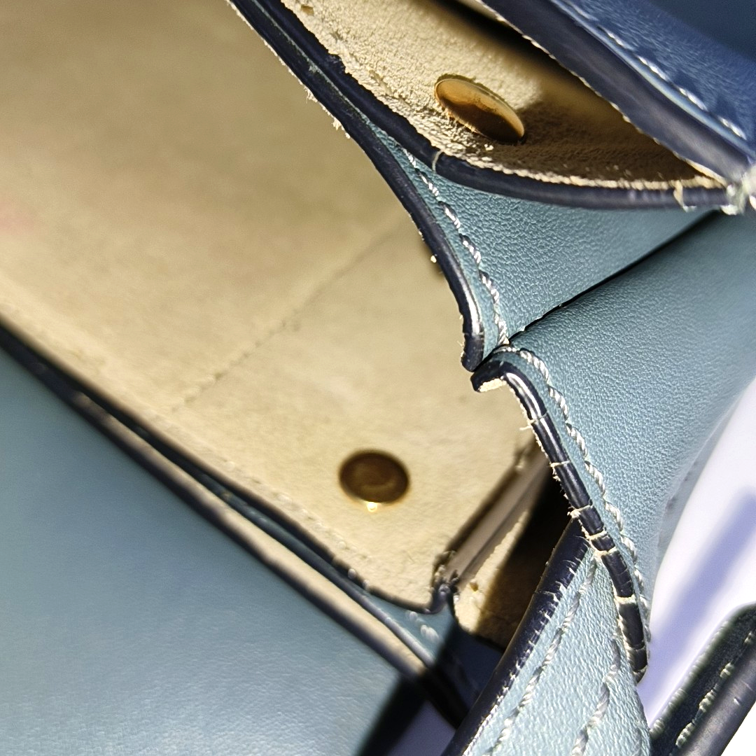 Chloé Faye Small size Blue Cowhide Crossbody Bag Single Shoulder Bag Golden Silver Hardware-(SKU)-950599732