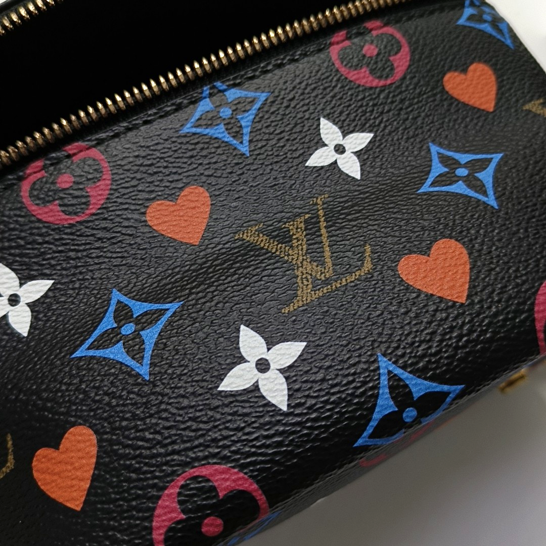 LOUIS VUITTON NICE Small Size Black Coated Canvas Printed Shoulder Bag, Tote Bag, Crossbody Bag with Golden Hardware and Detachable Strap-(SKU)-956355268