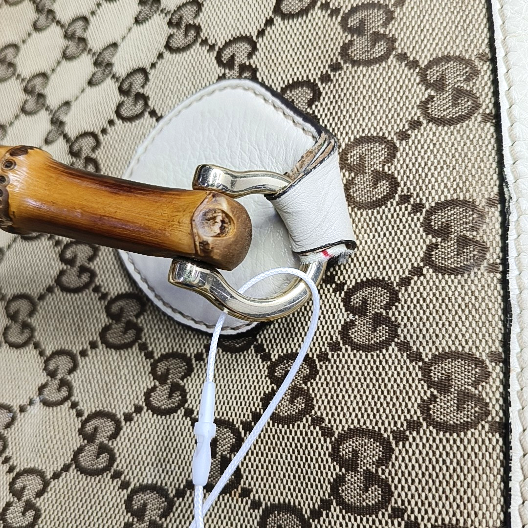 GUCCI Bamboo 1947 Brown canvas monogram bamboo bag handbag Golden hardware-(SKU)-957532877