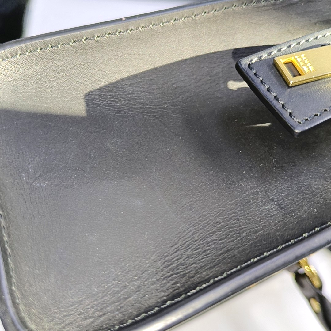 SOPHIE HULME Tote bag Black Leather Embossed Single Shoulder Bag Golden hardware Removable shoulder strap-(SKU)-939128260