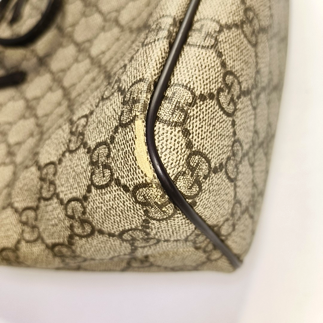GUCCI Tote bag Ebony Coated Canvas Monogrammed Handbag Silver Hardware-(SKU)-953201451