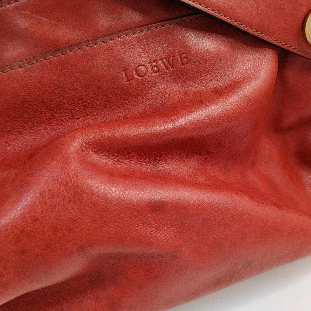 LOEWE Red Cowhide Tote Bag Golden hardware-(SKU)-957327869
