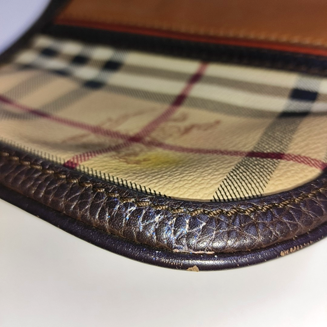 BURBERRY Khaki Coated Canvas Warhorse Plaid Handbag Golden hardware-(SKU)-934780068