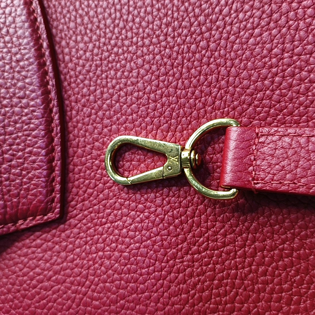 LOUIS VUITTON CAPUCINES BB Red Calfskin Single Shoulder Bag Handbag Crossbody Bag Gold Hardware Removable Shoulder Strap-(SKU)-969386488