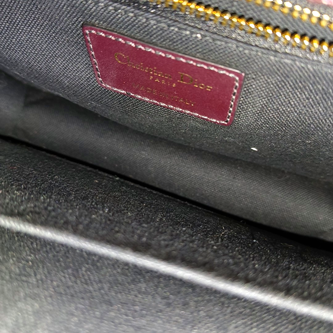 DIOR 30 Montaigne Red Canvas Monogram Montaigne Bag Single Shoulder Bag Gold Hardware Removable Strap-(SKU)-959967300