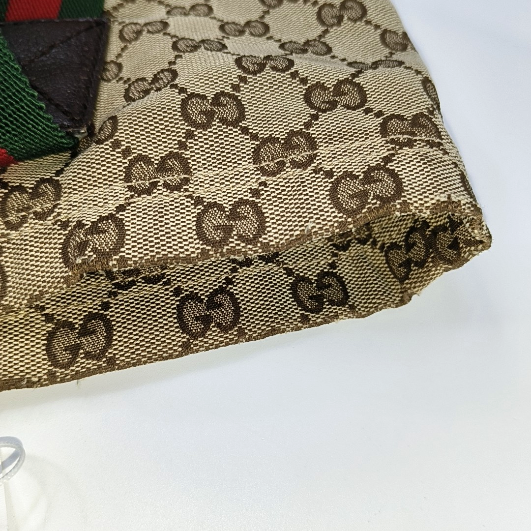 GUCCI Diaper Brown Canvas Monogrammed Striped Webbing Handbag Shoulder Bag-(SKU)-960138854