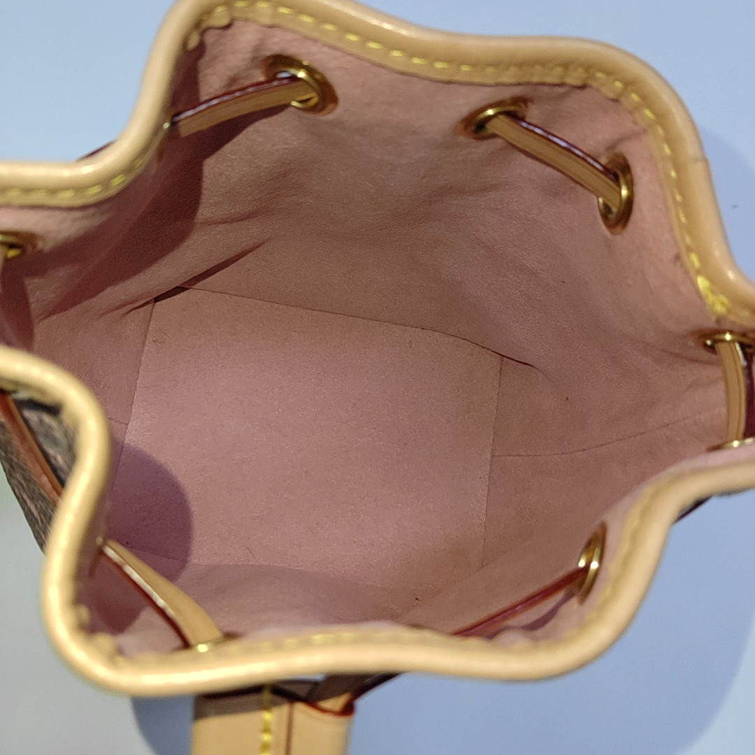 LOUIS VUITTON NOÉ Mini Pink Coated Canvas MonogramShoulder Bag Tote Bag Gold Hardware 2 Removable Straps-(SKU)-964981440