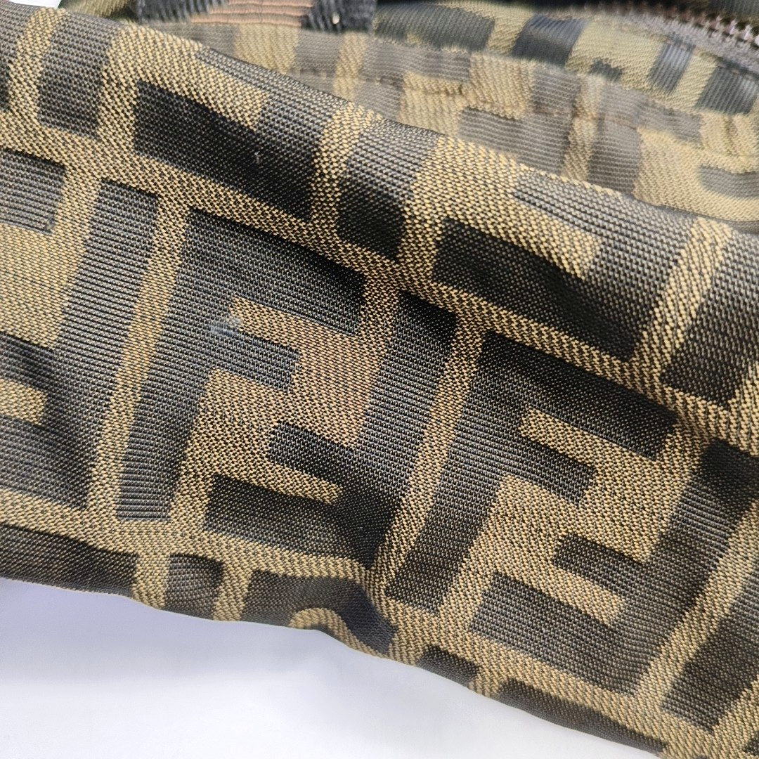 FENDI 棕色帆布双FHandheld包 Silver Hardware-(SKU)-950947181