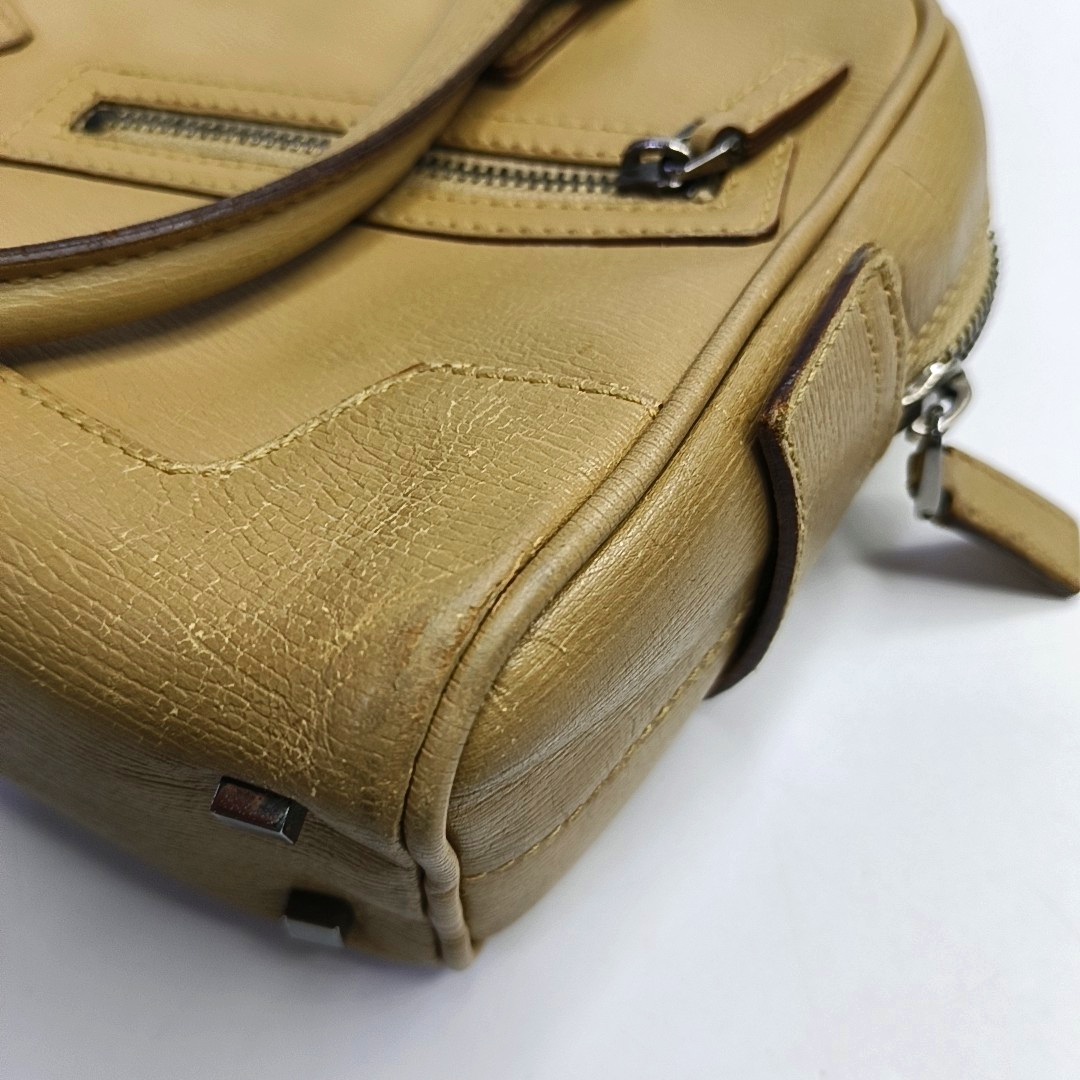 GUCCI Khaki Leather Tote Silver Hardware-(SKU)-945954036