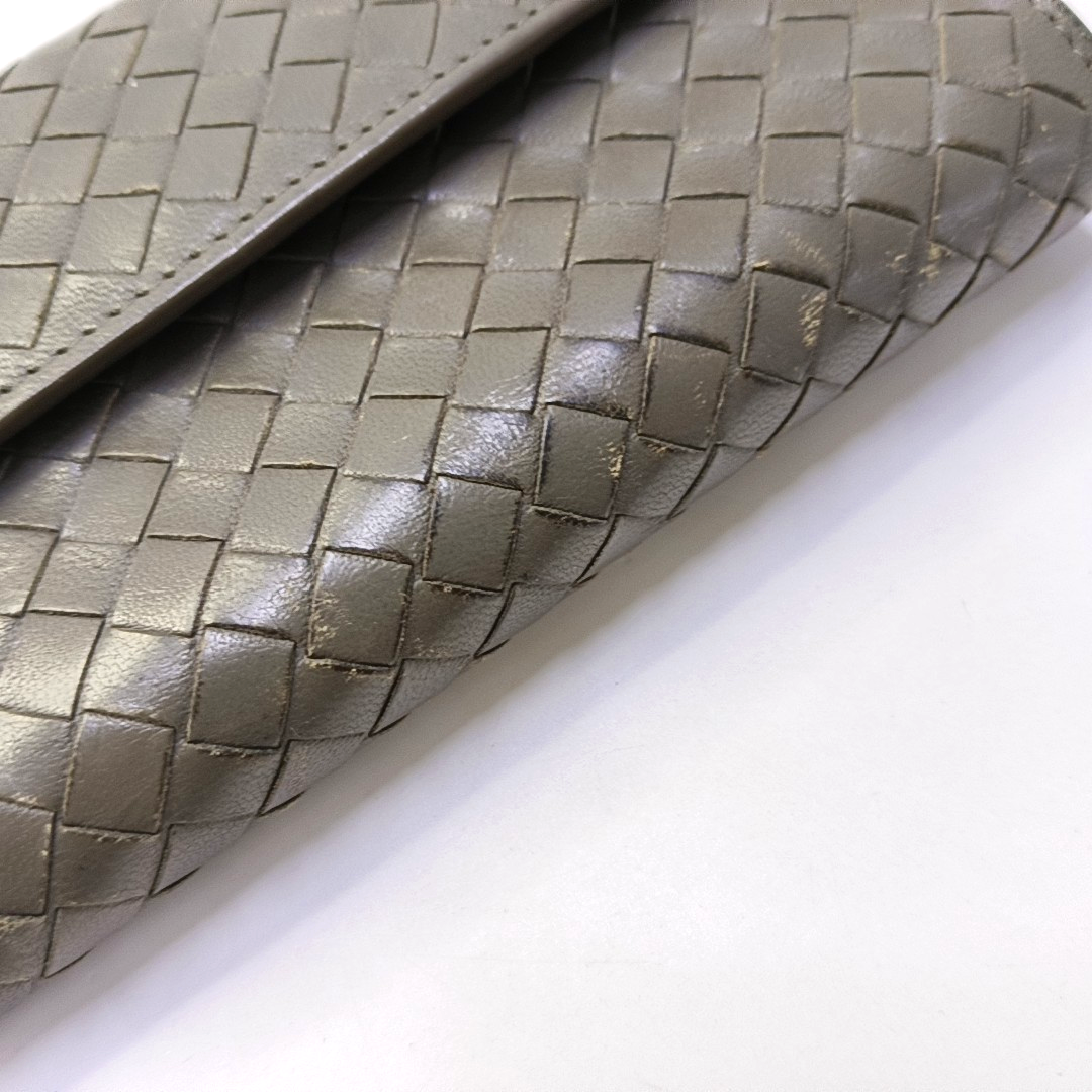 BOTTEGA VENETA Grey Cowhide Braided Wallet Black hardware-(SKU)-944011992