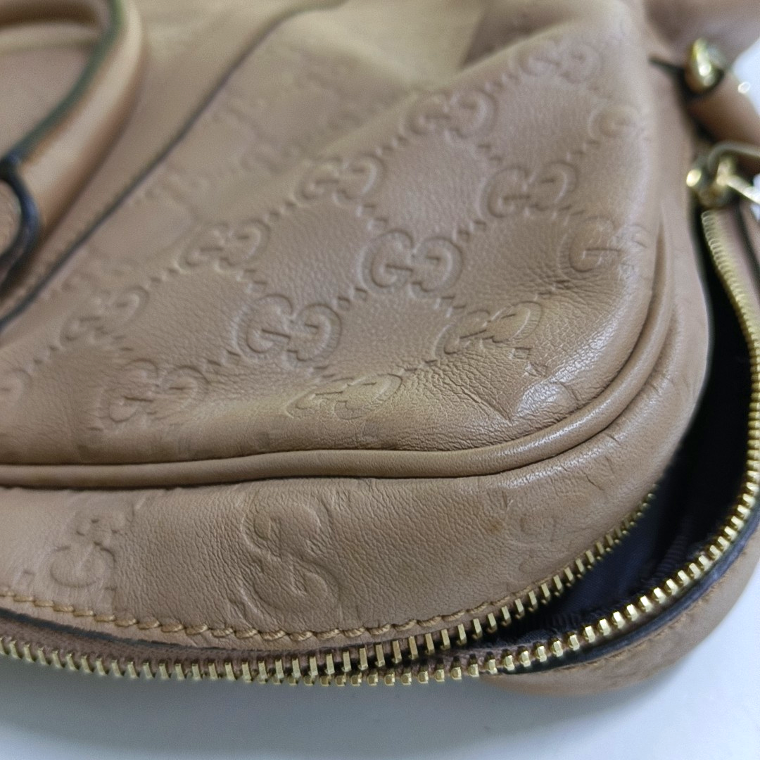 GUCCI Light Pink Cowhide Embossed Monogram Shoulder Bag Tote Bag Golden hardware Removable shoulder strap-(SKU)-947868328