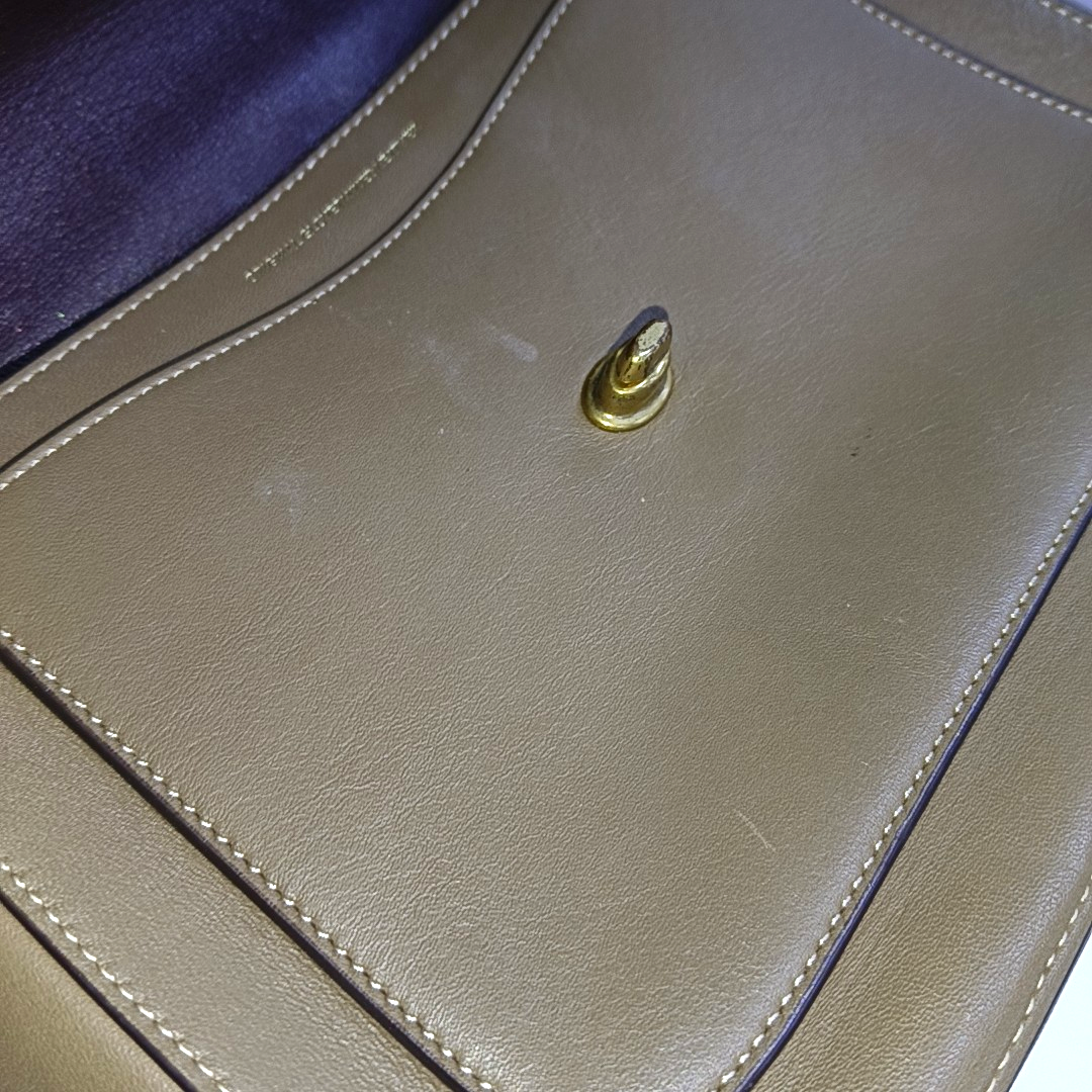 COACH RAMBLER Elephant Gray Calfskin Leather Crossbody Bag Golden hardware Removable shoulder strap-(SKU)-933856249