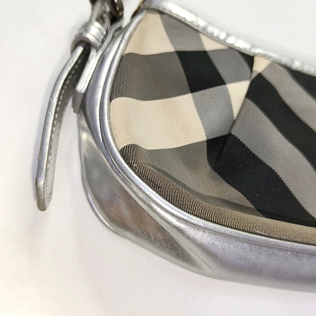 BURBERRY Gray Nylon Single Shoulder Bag, Handbag Black hardware Removable shoulder strap-(SKU)-951639021