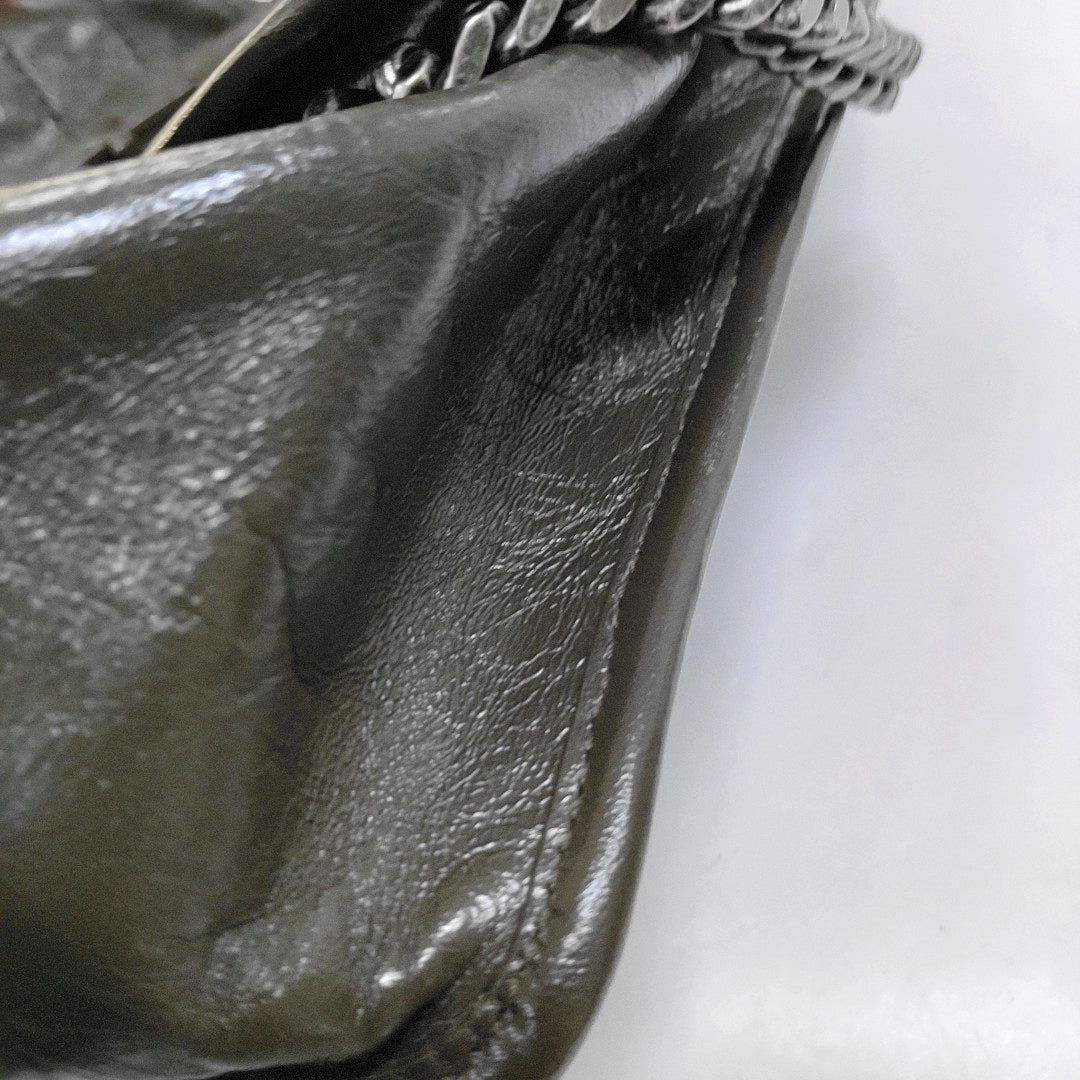 YSL NIKI Medium Grey Calfskin V-Shape Pleated Single Shoulder Bag and Crossbody with Silver Grey Hardware-(SKU)-969271602