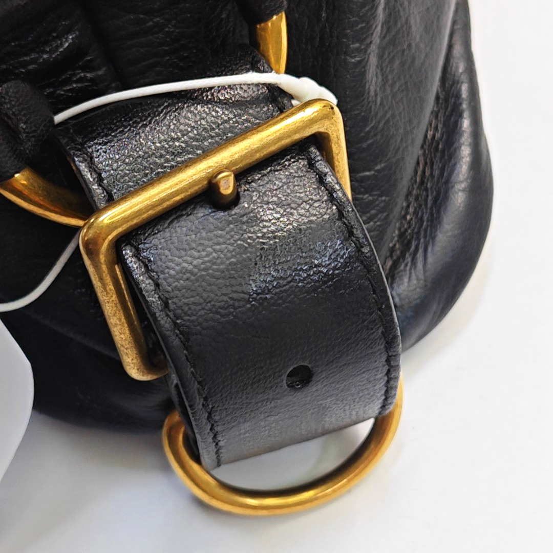 YSL MUSE Black Leather Studs Braided Handbag Shoulder Bag Golden hardware Removable shoulder strap-(SKU)-947588322