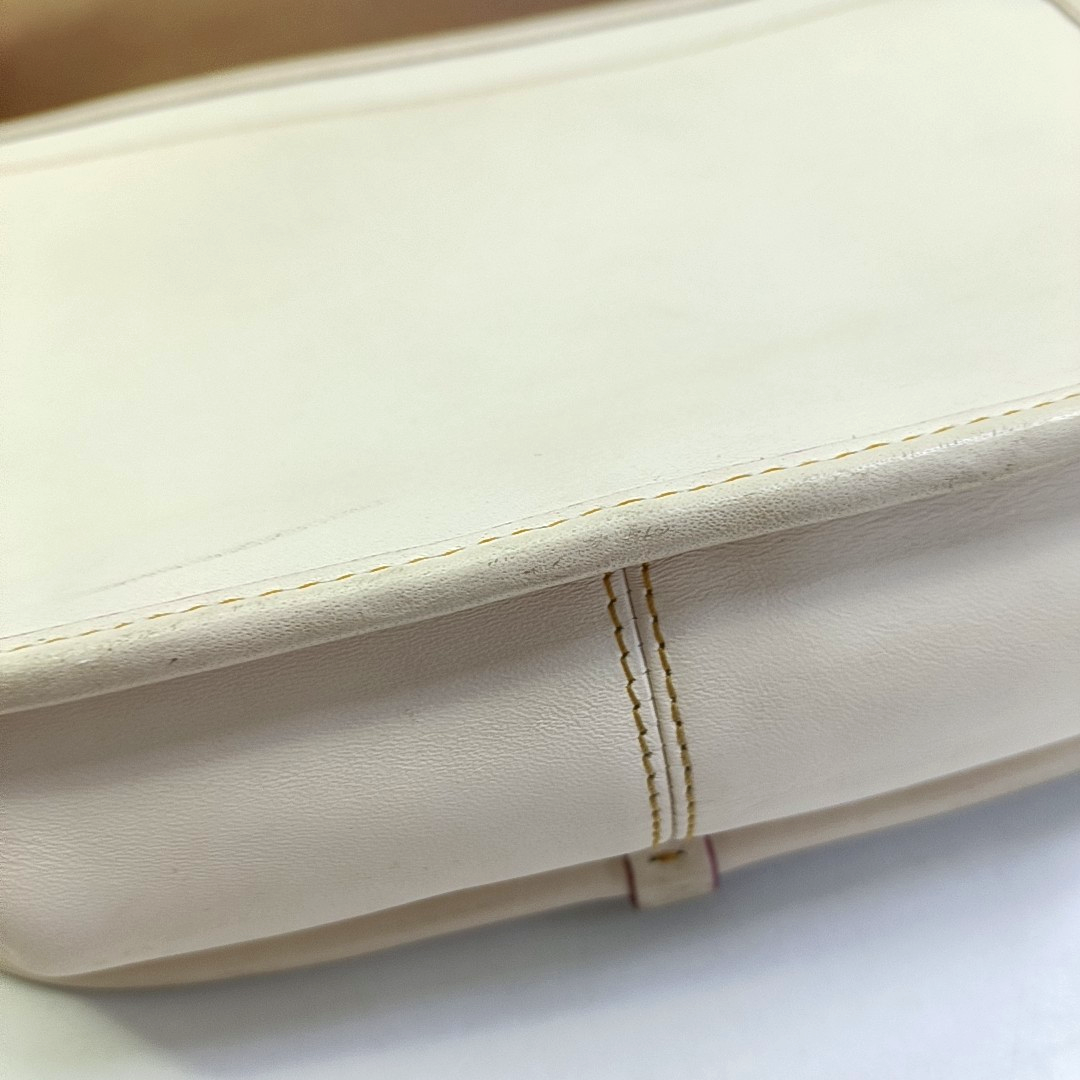 COACH SADDLE 23 Beige Leather Print Crossbody, Single Shoulder Bag Ruthenium color hardware Removable shoulder strap-(SKU)-944545101