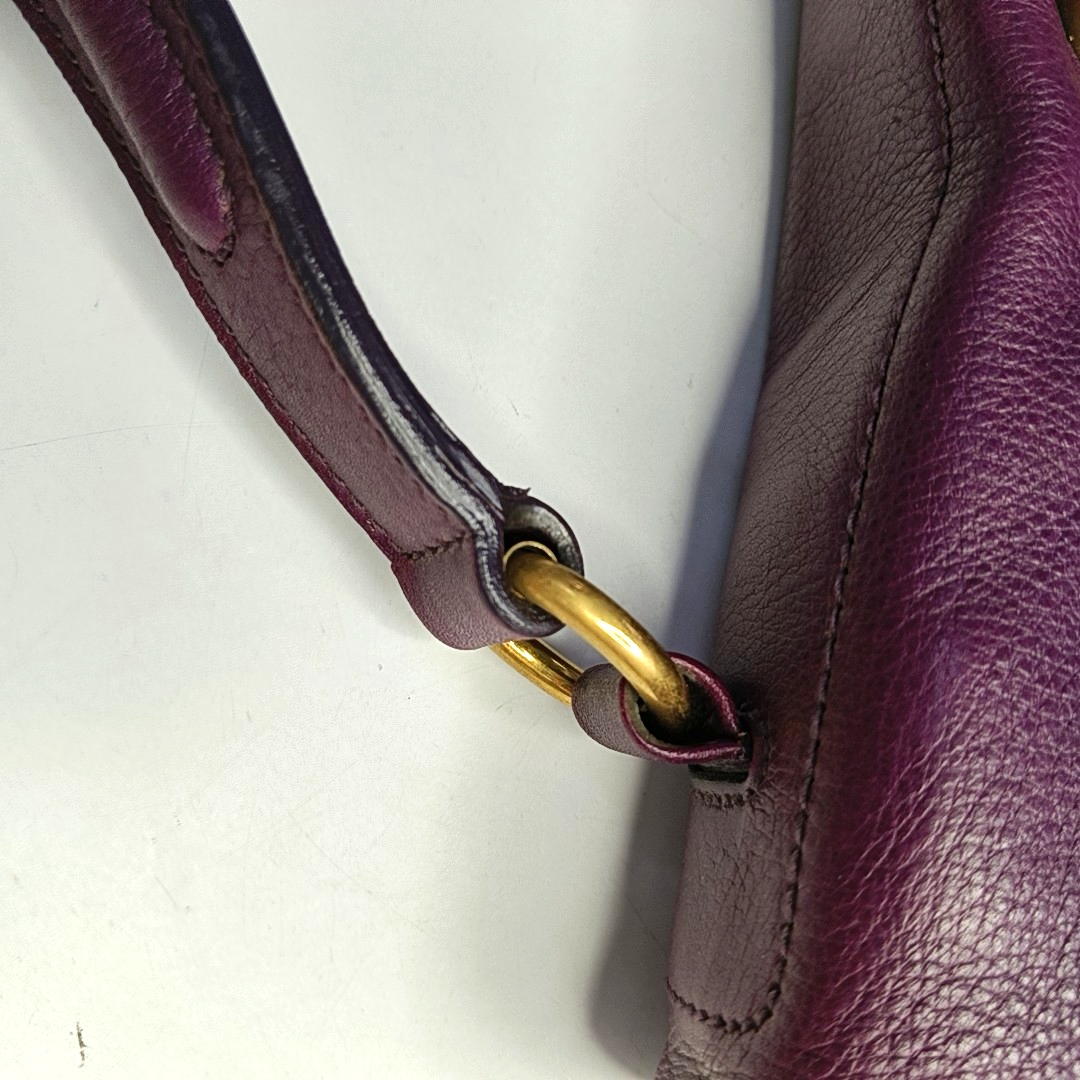 YSL MUSE TWO Purple Leather Tote Golden hardware-(SKU)-954560346