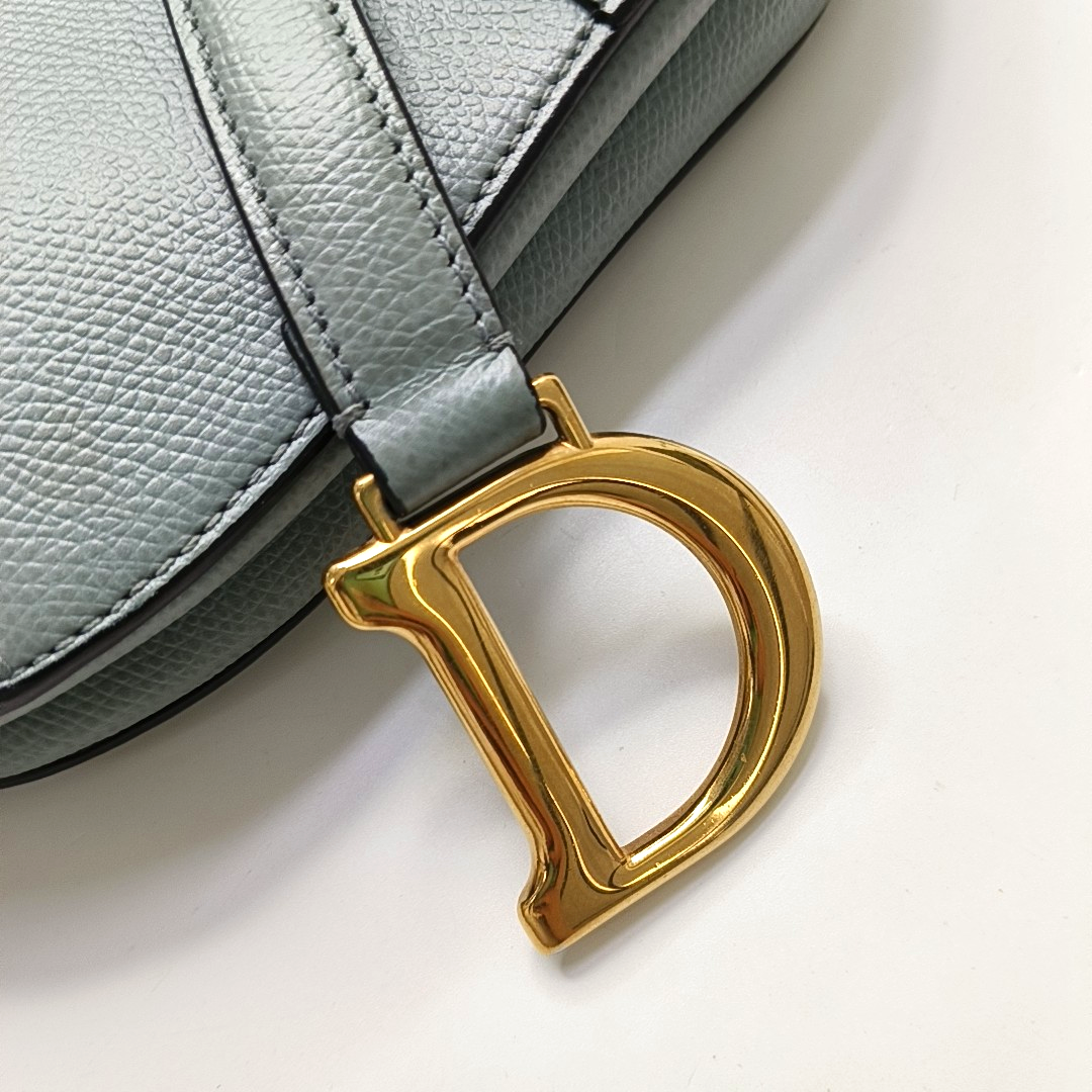 DIOR Saddle Mini Blue Calfskin Saddle Bag Shoulder Bag Golden Hardware Detachable Strap-(SKU)-951263637