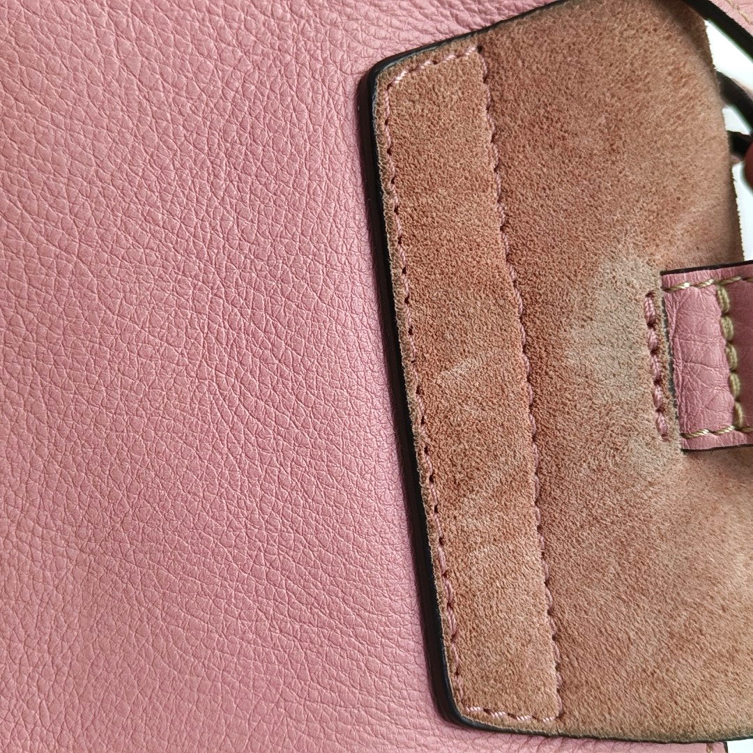 Chloé Faye mini Pink Cowhide Backpack Single Shoulder Bag Golden hardware shoulder straps-(SKU)-958394147