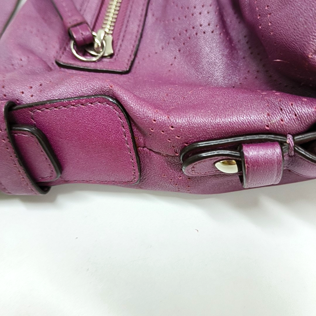 COACH Fuchsia Leather Cut-Out Sling Bag Silver Hardware Removable shoulder strap-(SKU)-928562151