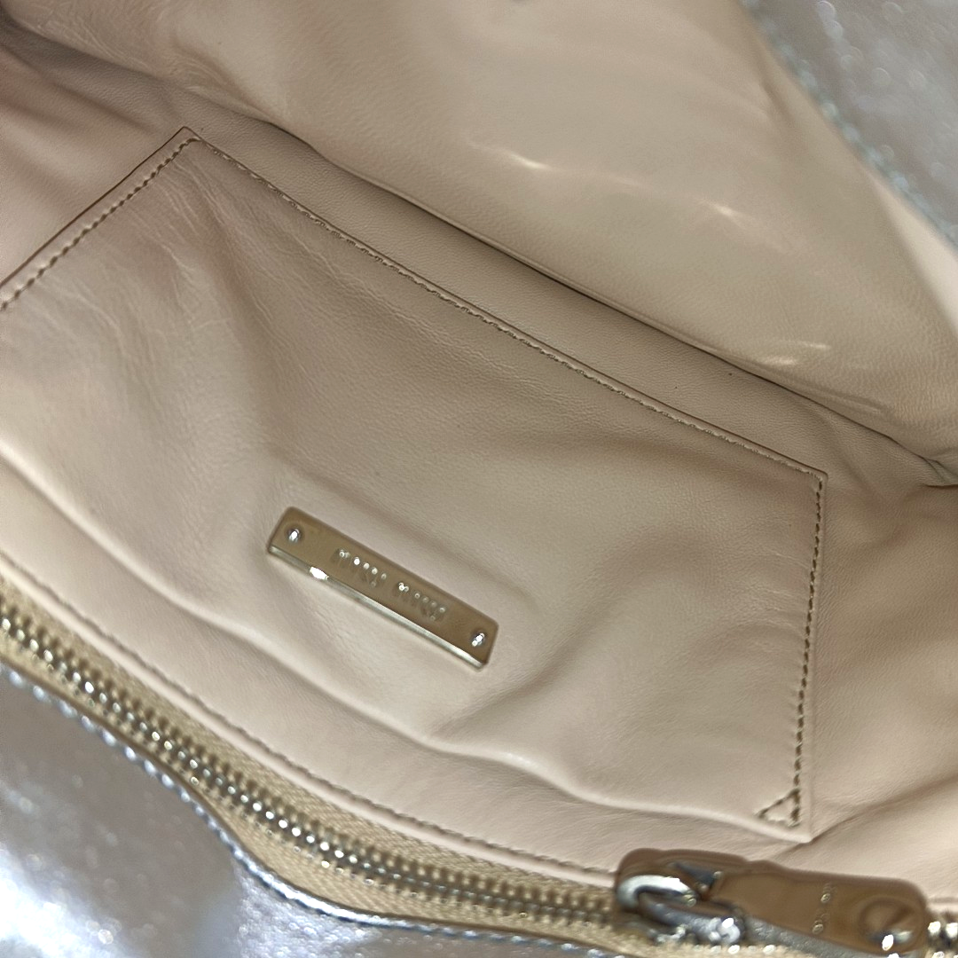 Miu Miu Silver leather patched crossbody bag Silver Hardware Removable shoulder strap-(SKU)-936787329