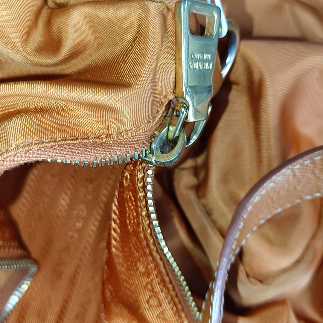 PRADA Tote bag Orange Nylon Logo Crossbody Bag Handbag Single Shoulder Bag Golden hardware Removable shoulder strap-(SKU)-955823365