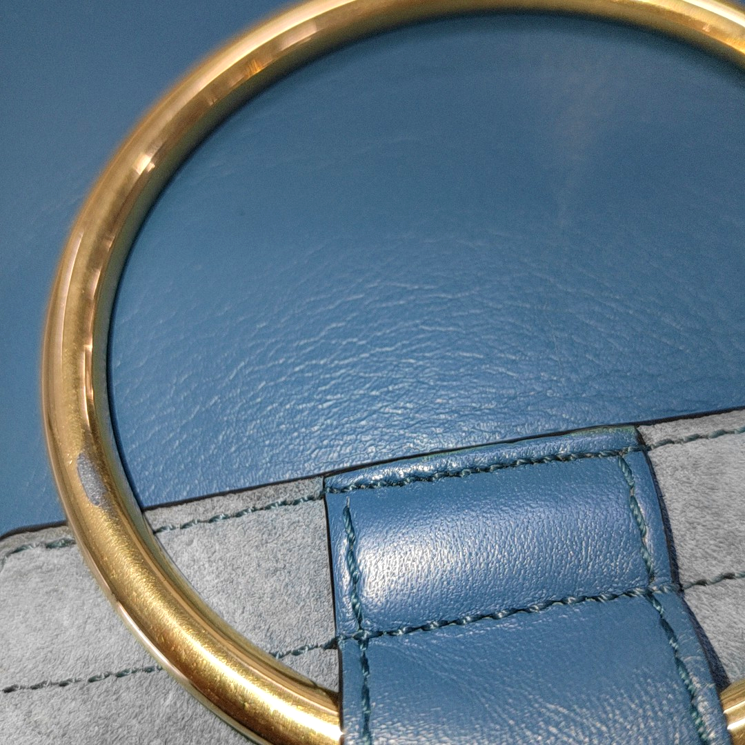 Chloé Faye Small size Blue cowhide single shoulder bag Golden hardware Removable shoulder strap-(SKU)-14470183