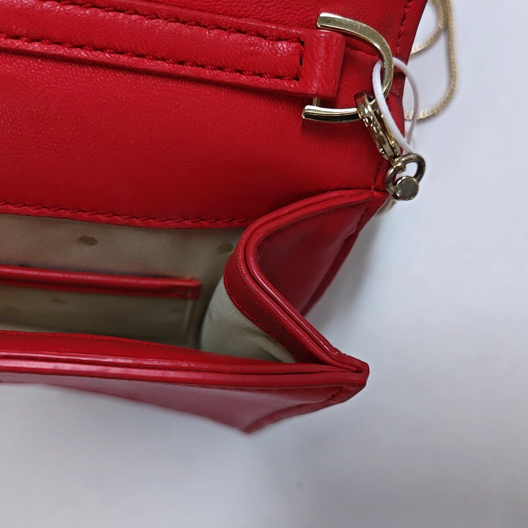 Kate Spade Red Leather Single Shoulder Bag Crossbody Bag Golden hardware Removable shoulder strap-(SKU)-941435596