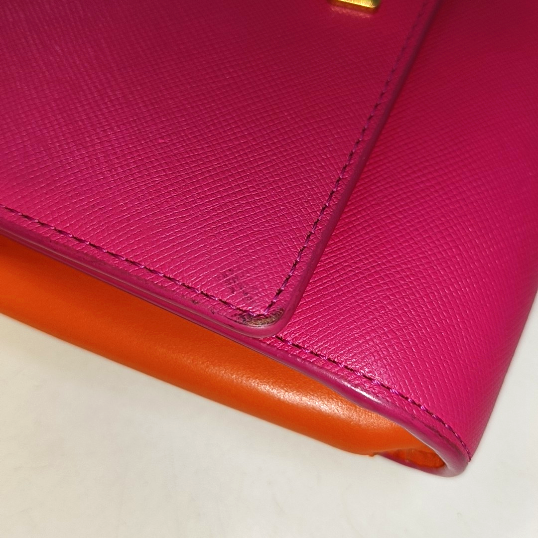 MCM Fuchsia Leather Crossbody Shoulder Bag Handbag Golden hardware Removable shoulder strap-(SKU)-14092274