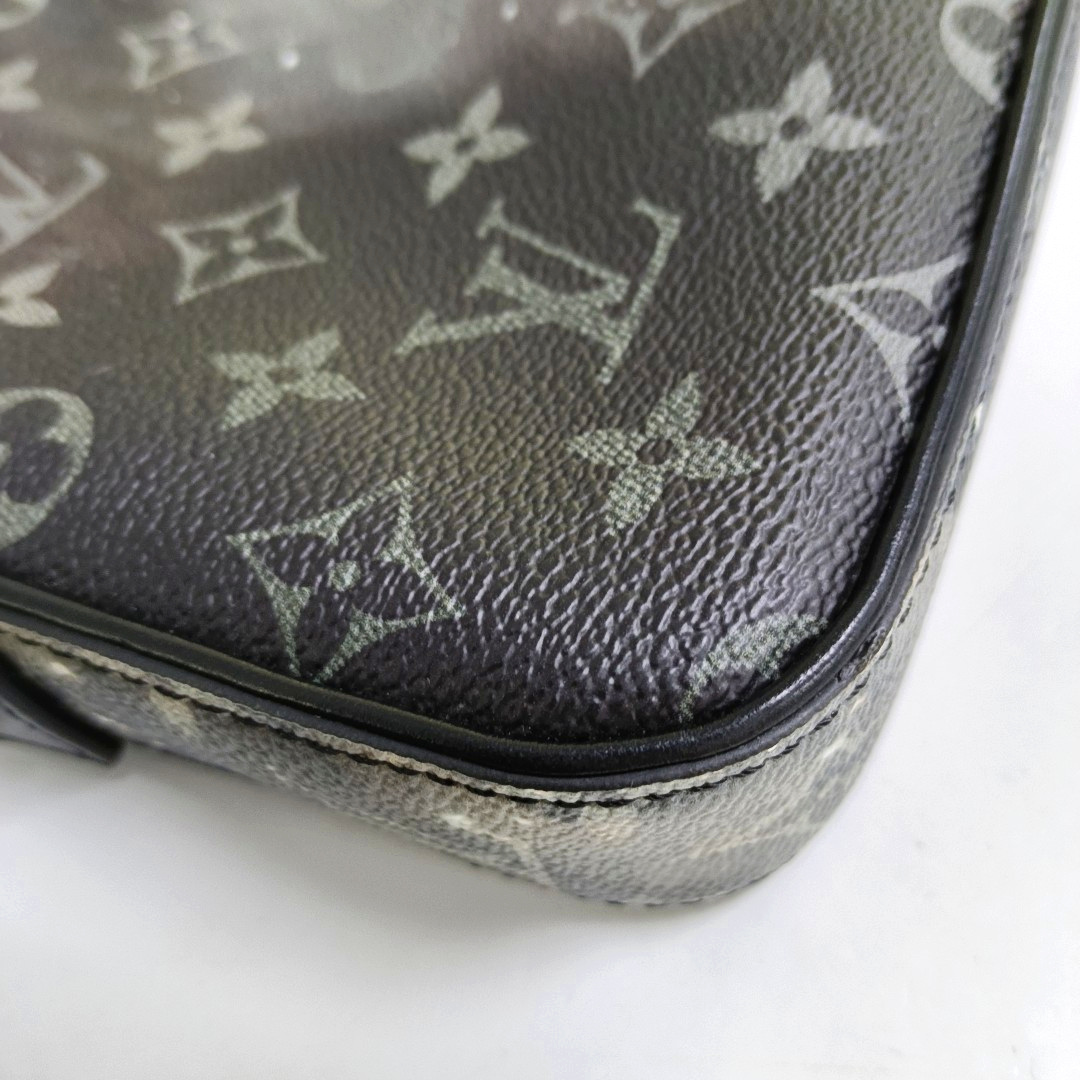 LOUIS VUITTON ALPHA Grey Coated Canvas Monogram Printed Camera Bag Shoulder Bag Crossbody Bag Black Hardware-(SKU)-959853480