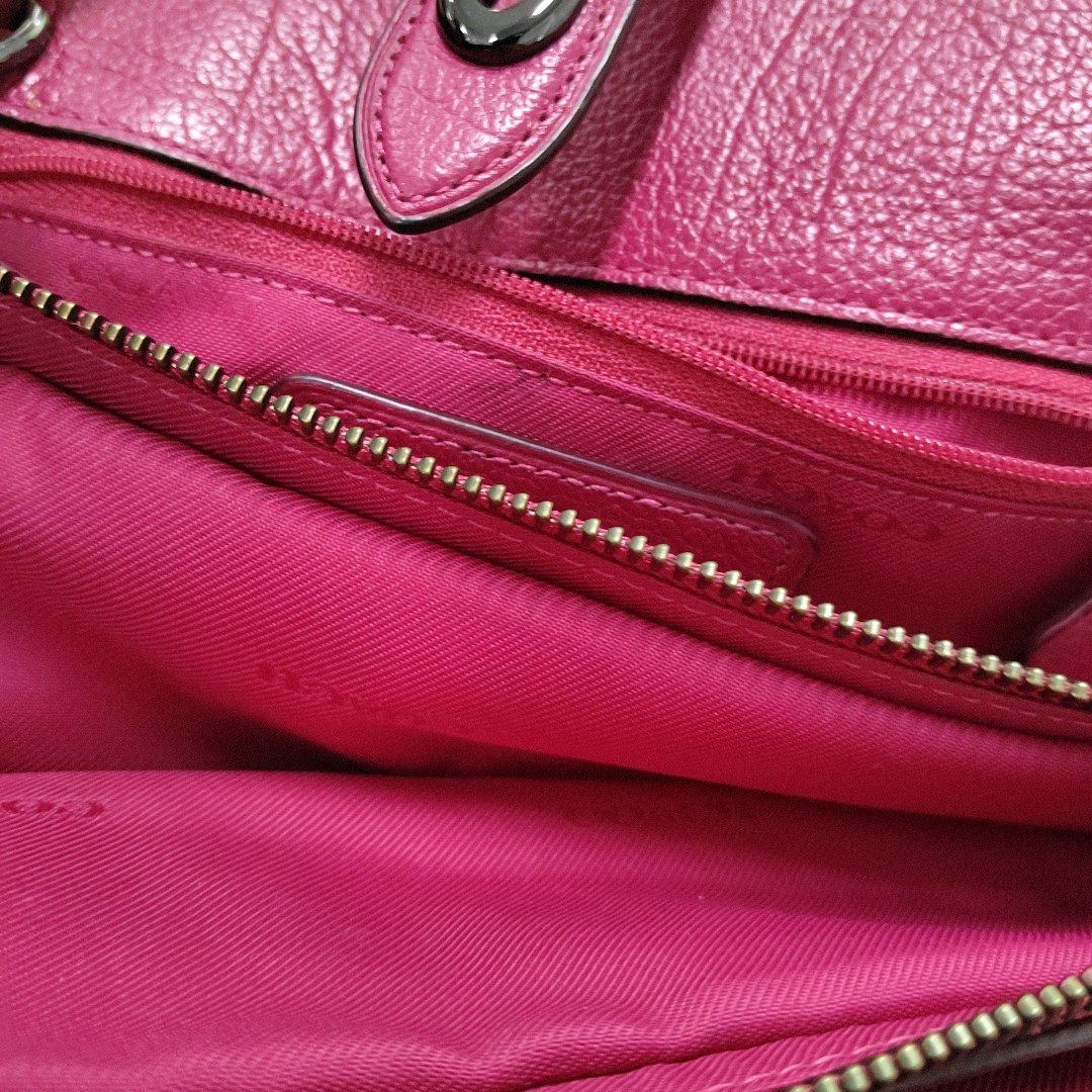 COACH MERCER Fuchsia Leather Studs Carriage Single Shoulder Bag Crossbody Handbag Black hardware Removable shoulder strap-(SKU)-934322406