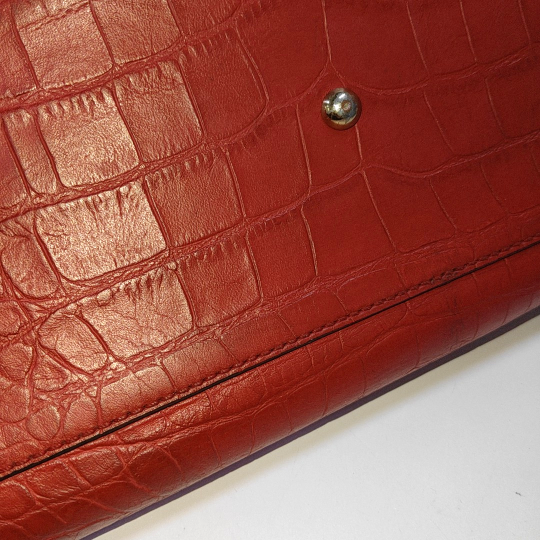MCM Red Leather Textured Tote Bag Silver Hardware-(SKU)-933876328
