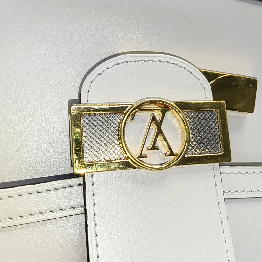 LOUIS VUITTON DAUPHINE Medium Elephant Grey Leather Dauphine Crossbody Bag Single Shoulder Bag with Detachable Strap-(SKU)-954852579