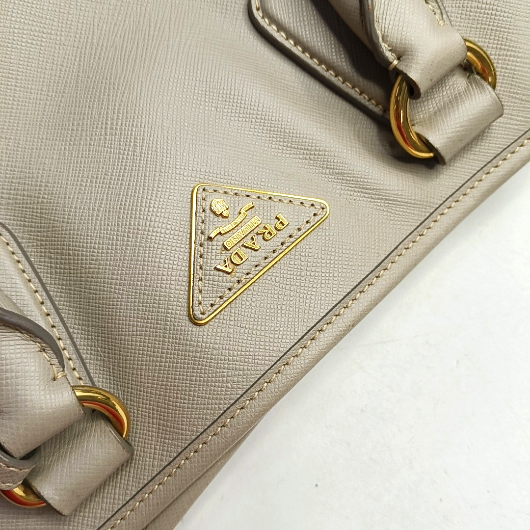 PRADA Gray cowhide single shoulder bag crossbody handbag Golden hardware Removable shoulder strap-(SKU)-959549746