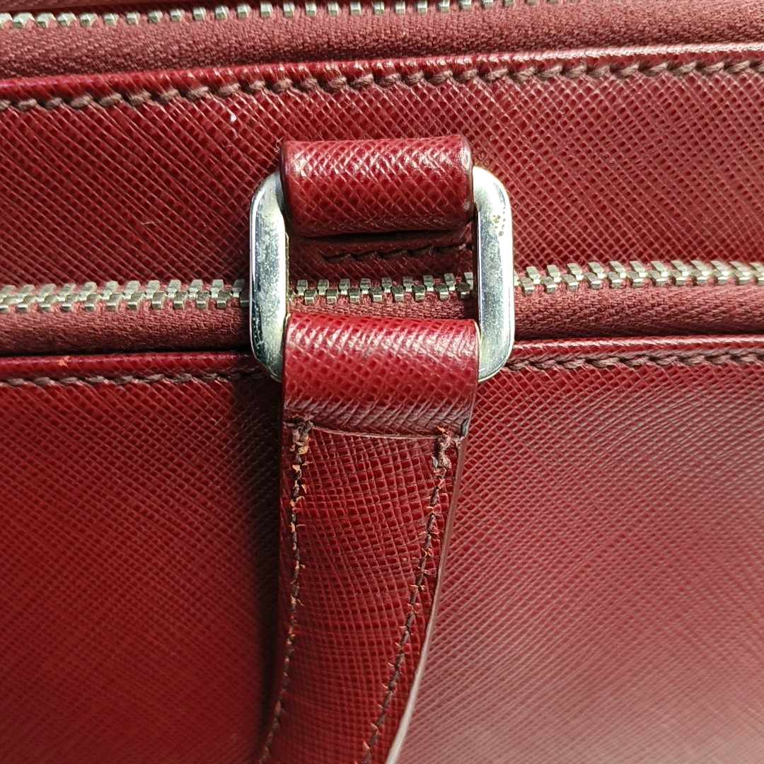 PRADA Red Cowhide Tote Bag Silver Hardware-(SKU)-954933238