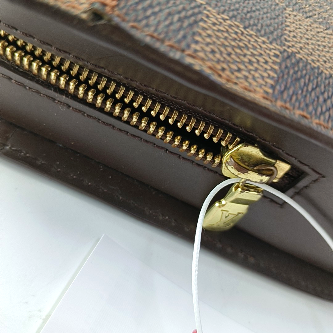LOUIS VUITTON SAINT LOUIS Brown Coated Canvas Checkered Handbag Golden hardware-(SKU)-956148257