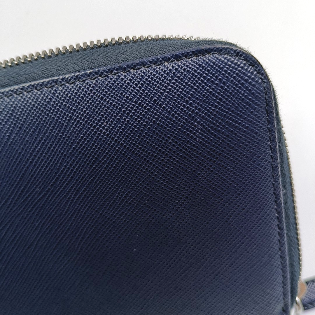 PRADA Large size Blue Calfskin Cross Grain Handbag Silver Hardware-(SKU)-956354094