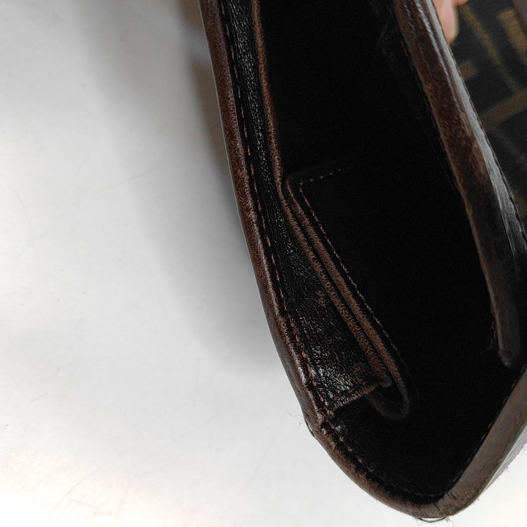 FENDI 棕色帆布双F钱包-(SKU)-960315050