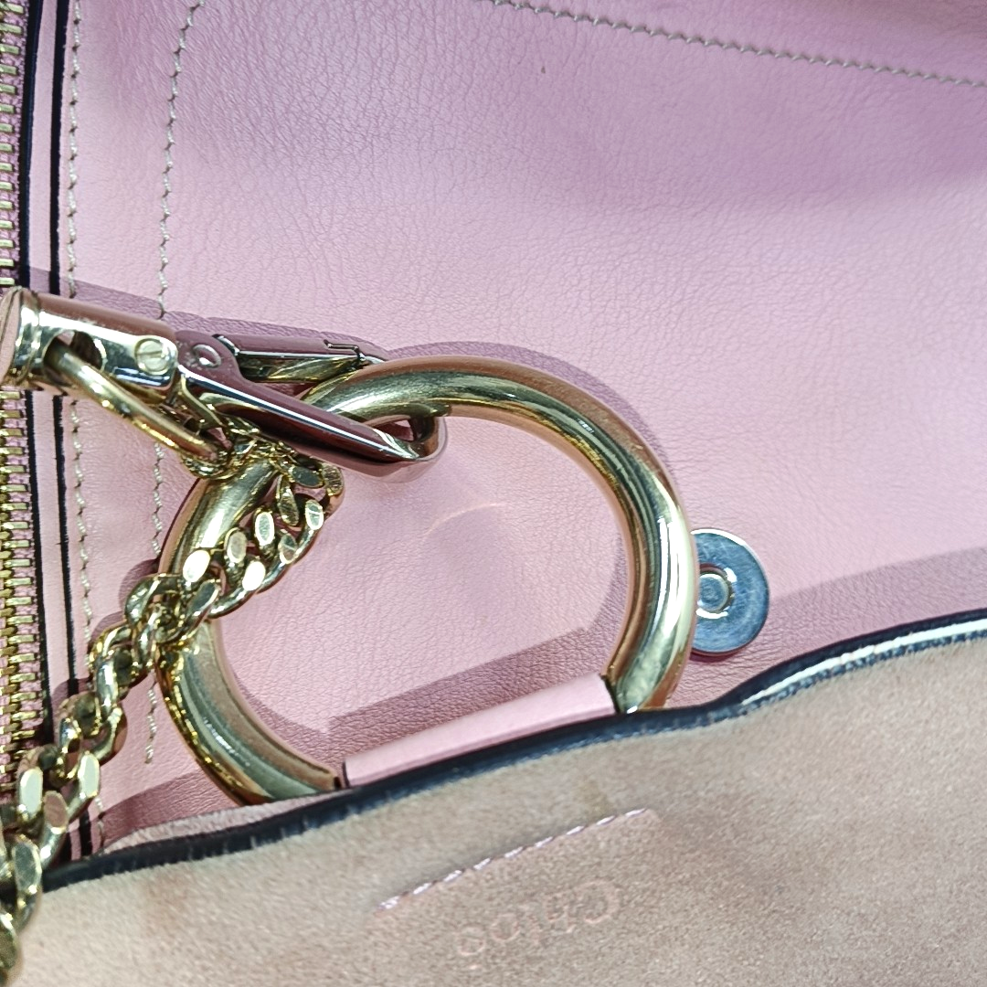 Chloé Faye Pink Cowhide Backpack, Single Shoulder Bag Golden hardware Removable shoulder strap-(SKU)-954247271
