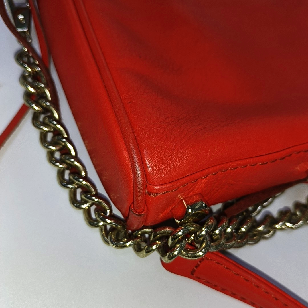REBECCA MINKOFF M.A.C. Orange Red Cowhide Single Shoulder Bag, Crossbody Golden hardware Removable shoulder strap-(SKU)-935255906