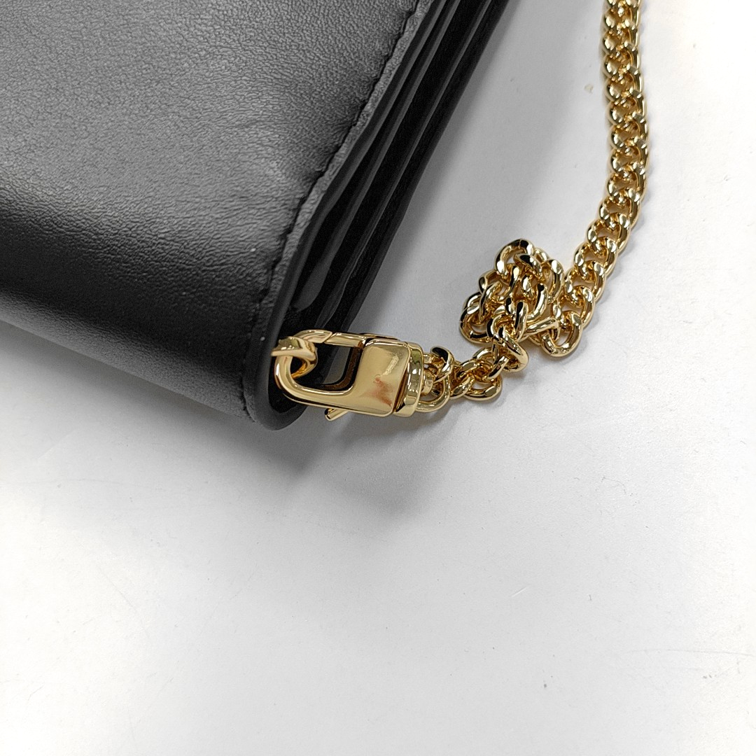 MICHAEL KORS Black Leather Embellished Shoulder Bag Crossbody Golden hardware Removable shoulder strap-(SKU)-942807098