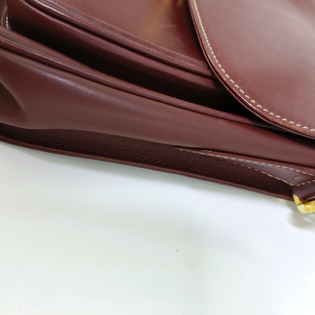 Cartier Burgundy Leather Single Shoulder Bag Golden hardware-(SKU)-940925520