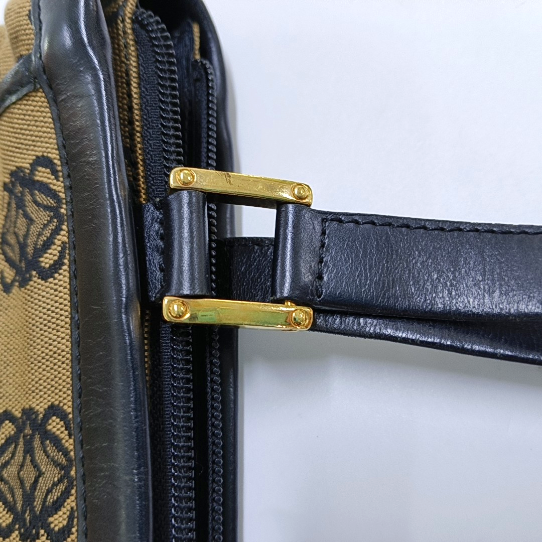 LOEWE Tote bag Brown Canvas Monogrammed Tote Bag Golden hardware-(SKU)-955759577