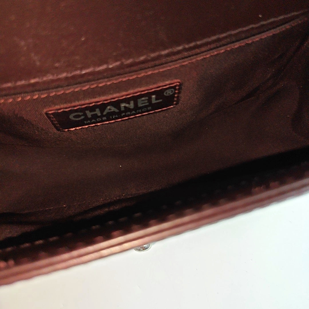 CHANEL BOY CHANEL Small Burgundy Calfskin Quilted Shoulder Bag Tote Crossbody Bag with Detachable Strap Rhodium Hardware 21 Compartments-(SKU)-965756203