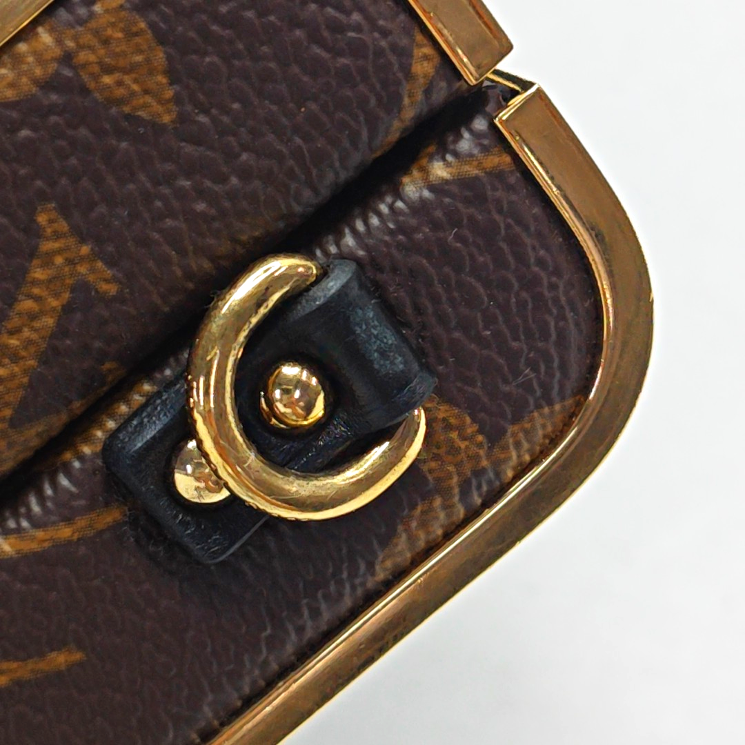 LOUIS VUITTON VANITY CASE Brown Coated Canvas Monogram Crossbody Shoulder Bag Tote Bag Gold Hardware 2 Removable Shoulder Straps-(SKU)-957302844